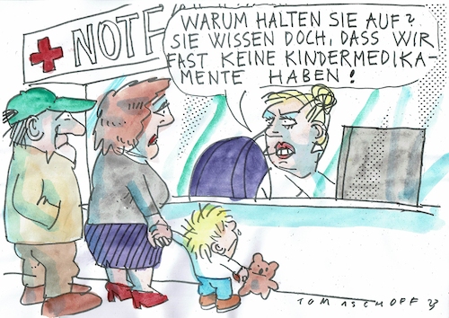 Cartoon: Notfall (medium) by Jan Tomaschoff tagged notfall,krankheit,medikamente,kinder,notfall,krankheit,medikamente,kinder