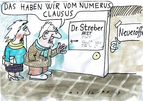 Cartoon: numerus clausus (medium) by Jan Tomaschoff tagged ärztemangel,studium,ärztemangel,studium