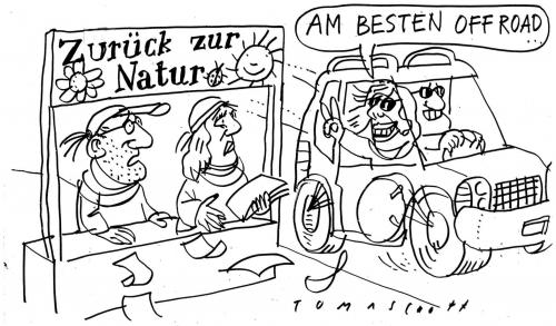 Cartoon: Off Road (medium) by Jan Tomaschoff tagged autoindustrie,grüne,ökologie,abwrackprämie,benzinpreis