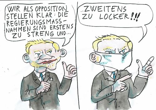 Cartoon: Opposition (medium) by Jan Tomaschoff tagged corona,opposition,fdp,corona,opposition,fdp