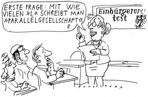 Cartoon: Parallelgesellschaft (medium) by Jan Tomaschoff tagged einbürgerung,migration