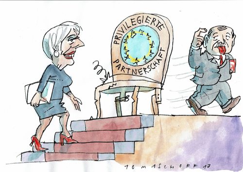 Cartoon: Partnerschaft (medium) by Jan Tomaschoff tagged eu,brexit,grossbritannien,eu,brexit,grossbritannien