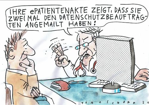 Cartoon: Patientenakte 2 (medium) by Jan Tomaschoff tagged patientenakte,gesundheit,digitalisierung,datenschutz,patientenakte,gesundheit,digitalisierung,datenschutz