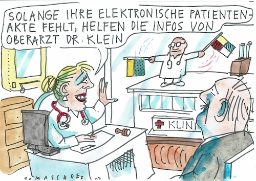 Cartoon: Patientenakte (medium) by Jan Tomaschoff tagged gesundheit,daten,digitalisierung,gesundheit,daten,digitalisierung