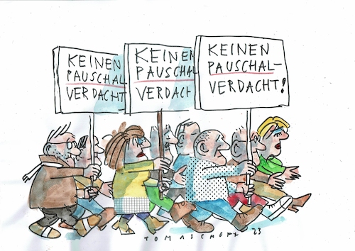 Cartoon: Pauschal (medium) by Jan Tomaschoff tagged kriminalität,migration,ausgrenzung,angst,kriminalität,migration,ausgrenzung,angst