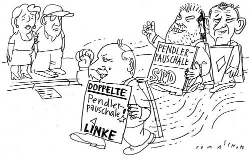 Cartoon: Pauschalen (medium) by Jan Tomaschoff tagged pendlerpauschale,spd,linke,lafontaine,beck