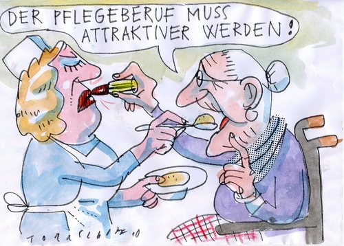 Cartoon: Pflegeberufe (medium) by Jan Tomaschoff tagged pflegeberufe,pflegeberufe,beruf,berufe,arbeit,job,pflegeheim,pfleger,pflege,alter,senioren,rentner