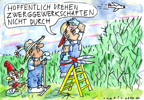 Cartoon: Pilotenstreik (medium) by Jan Tomaschoff tagged kleine,gewerkschaften,kleine,gewerkschaften