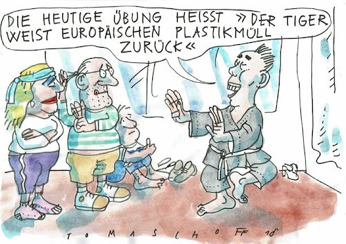 Cartoon: Plastikmüll (medium) by Jan Tomaschoff tagged eu,china,plastikmüll,eu,china,plastikmüll