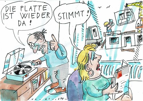 Cartoon: Platte (medium) by Jan Tomaschoff tagged schalplatte,wohnunhsbau,plattenbau,schalplatte,wohnunhsbau,plattenbau