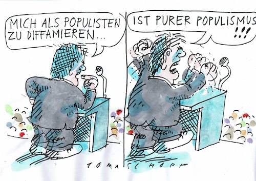 Cartoon: Populismus (medium) by Jan Tomaschoff tagged ideologien,populismus,demagogie,ideologien,populismus,demagogie