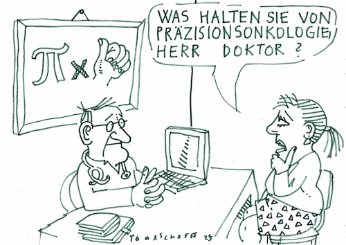 Cartoon: Präzision (medium) by Jan Tomaschoff tagged onkologfie,gesundheit,präzision,onkologfie,gesundheit,präzision