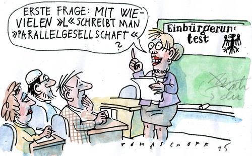 Cartoon: Prallelgesellschaft (medium) by Jan Tomaschoff tagged migration,intergation,migration,intergation