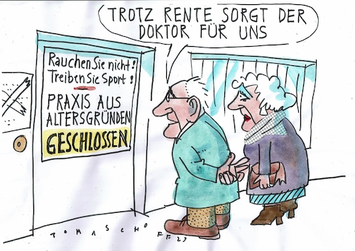 Cartoon: Praxis (medium) by Jan Tomaschoff tagged ärzte,gesundheit,mangel,ärzte,gesundheit,mangel