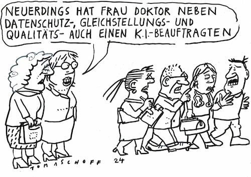 Cartoon: Praxisteam (medium) by Jan Tomaschoff tagged datenschutz,gleichstellung,qm,ki,arztpraxis,datenschutz,gleichstellung,qm,ki,arztpraxis