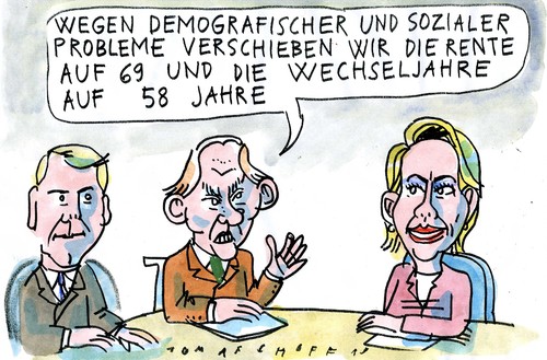 Cartoon: Probleme (medium) by Jan Tomaschoff tagged demografie,generationen,alterspyramide,senioren,alte,demografie,generationen,senioren,alte
