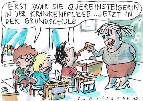 Cartoon: Quereinsteiger (medium) by Jan Tomaschoff tagged schulen,lehrer,pflege,fachkräftemangel,schulen,lehrer,pflege,fachkräftemangel