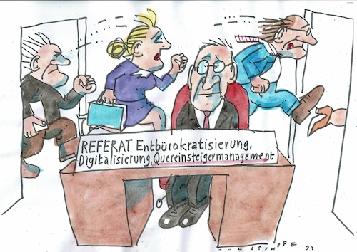 Cartoon: Quereinsteiger (medium) by Jan Tomaschoff tagged fachkräftemangel,quereinsteiger,fachkräftemangel,quereinsteiger