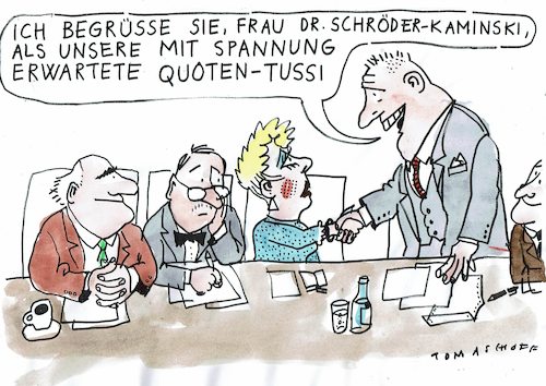 Cartoon: Quote (medium) by Jan Tomaschoff tagged gender,männer,frauen,quote,gender,männer,frauen,quote