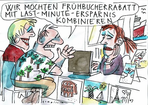 Cartoon: Rabatt (medium) by Jan Tomaschoff tagged reisen,sparen,tourismus,reisen,sparen,tourismus