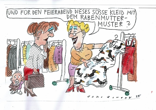 Cartoon: Rabenmutter (medium) by Jan Tomaschoff tagged familie,beruf,kinder,erziehung,gleichstellung,familie,beruf,kinder,erziehung,gleichstellung