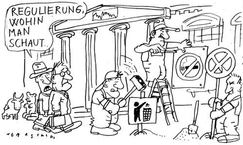 Cartoon: Regulierungswut (medium) by Jan Tomaschoff tagged regulierung