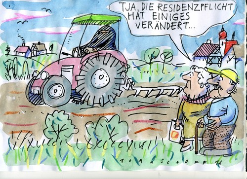 Cartoon: Residenzpflicht (medium) by Jan Tomaschoff tagged migration,asyl,residenzpflicht,integration,migration,asyl,residenzpflicht,integration