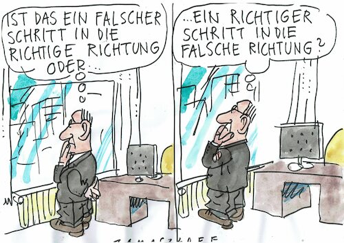 Cartoon: richtig falsch (medium) by Jan Tomaschoff tagged psyche,beratung,entscheidung,psyche,beratung,entscheidung