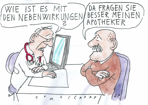 Cartoon: Risiken (medium) by Jan Tomaschoff tagged risiken,nebenwirkungen,medikamente,risiken,nebenwirkungen,medikamente