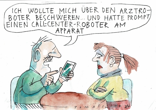 Cartoon: Roboter (medium) by Jan Tomaschoff tagged gesundheit,roboter,zuwendung,callcenter,gesundheit,roboter,zuwendung,callcenter