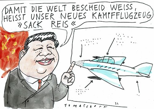 Cartoon: Sack Reis (medium) by Jan Tomaschoff tagged china,drohungen,militär,china,drohungen,militär