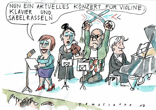 Cartoon: Säbelrasseln (medium) by Jan Tomaschoff tagged konflikte,kriegsrhetorik,diplomatie,konflikte,kriegsrhetorik,diplomatie