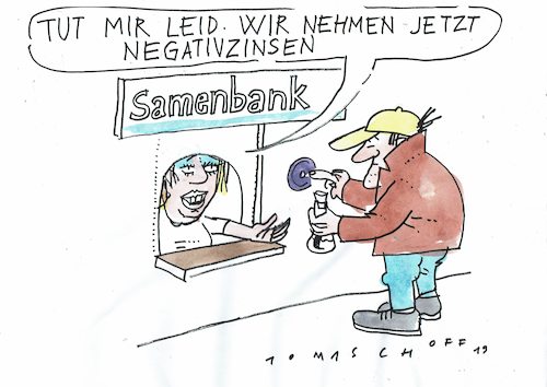 Cartoon: Samenbank (medium) by Jan Tomaschoff tagged zins,negativzins,zins,negativzins