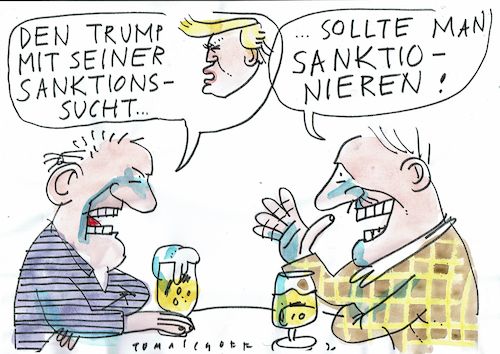 Cartoon: Sanktionen (medium) by Jan Tomaschoff tagged sanktionen,trump,sanktionen,trump