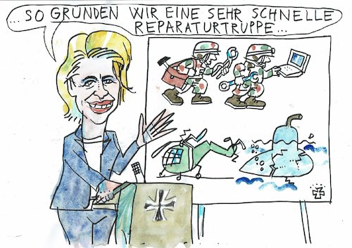 Cartoon: schnelle Truppe (medium) by Jan Tomaschoff tagged verteidigung,ausrüstung,verteidigung,ausrüstung