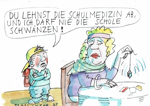 Cartoon: Schule (medium) by Jan Tomaschoff tagged schule,medizin,aberglaube,wissenschaft,schule,medizin,aberglaube,wissenschaft