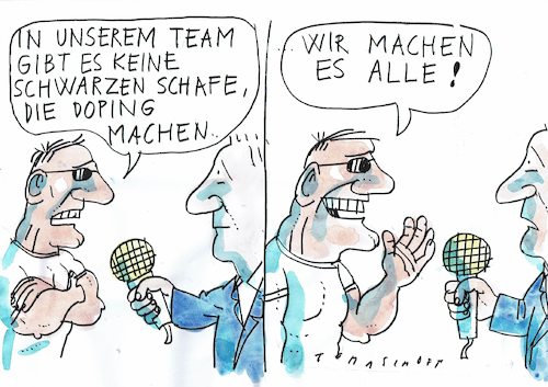 Cartoon: schwarze Schafe (medium) by Jan Tomaschoff tagged doping,doping