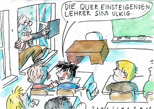 Cartoon: Seiteneinsteiger (medium) by Jan Tomaschoff tagged lehrermangel,lehrermangel
