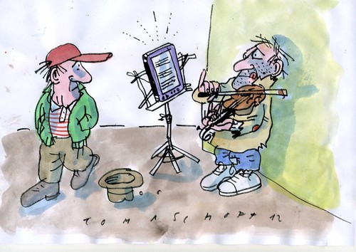 Cartoon: Serenade (medium) by Jan Tomaschoff tagged ipad,musik,urheberrechte,ipad,musik,urheberrechte