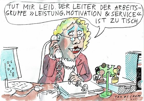 Cartoon: Service (medium) by Jan Tomaschoff tagged leistung,öffentlicher,dienst,leistung,öffentlicher,dienst