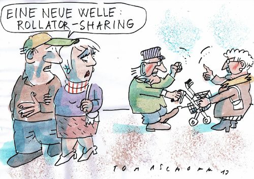 Cartoon: Sharing (medium) by Jan Tomaschoff tagged alter,altersarmut,demografie,alter,altersarmut,demografie