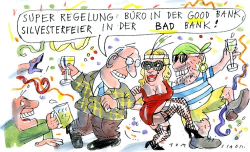 Cartoon: Silvester (medium) by Jan Tomaschoff tagged banken,finanzkrise,silvester,banken,finanzkrise,silvester