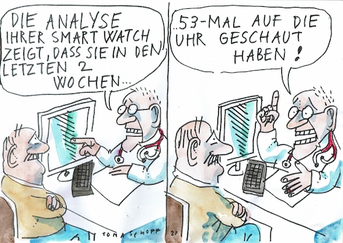 Cartoon: smart watch (medium) by Jan Tomaschoff tagged gesundheit,elektronik,smarte,helfer,gesundheit,elektronik,smarte,helfer