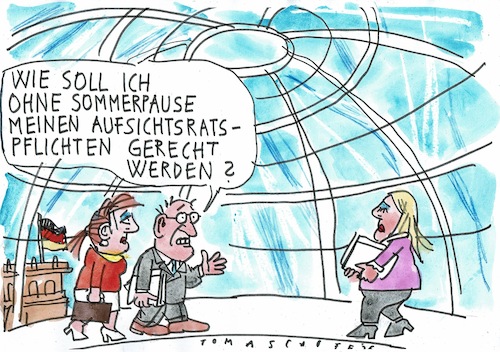 Cartoon: Sommerpause (medium) by Jan Tomaschoff tagged bundestag,abgeordnete,nebentätigleiten,aufsichtsrat,bundestag,abgeordnete,nebentätigleiten,aufsichtsrat