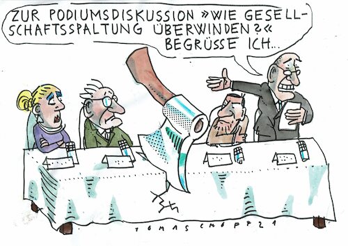 Cartoon: Spaltung (medium) by Jan Tomaschoff tagged gesellschaft,toleranz,spaltung,gesellschaft,toleranz,spaltung