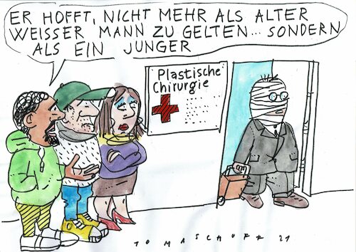 Cartoon: Spaltung (medium) by Jan Tomaschoff tagged weisser,mannn,toleranz,minderheiten,weisser,mannn,toleranz,minderheiten