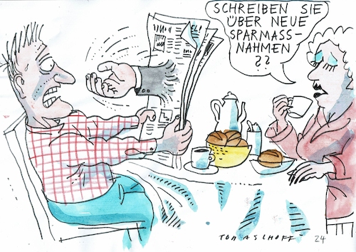 Cartoon: Sparen (medium) by Jan Tomaschoff tagged politik,haushalt,finanzen,sparen,politik,haushalt,finanzen,sparen