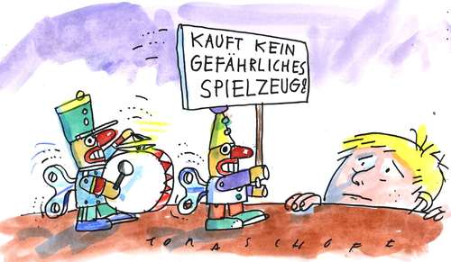 Cartoon: Spielzeug (medium) by Jan Tomaschoff tagged gefährliches,spielzeug,kinder,gefährliches,spielzeug,kinder