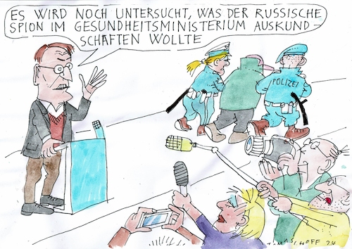 Cartoon: Spion (medium) by Jan Tomaschoff tagged spionage,gesundheit,lauterbach,spionage,gesundheit,lauterbach