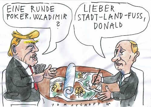 Cartoon: Stadt Land Fluß (medium) by Jan Tomaschoff tagged putin,trump,ukraine,imperialismus,krieg,verhandlungen,putin,trump,ukraine,imperialismus,krieg,verhandlungen